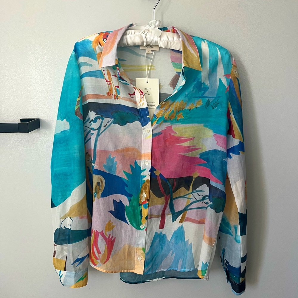 Sezane Multicolor Button Down Shirt
